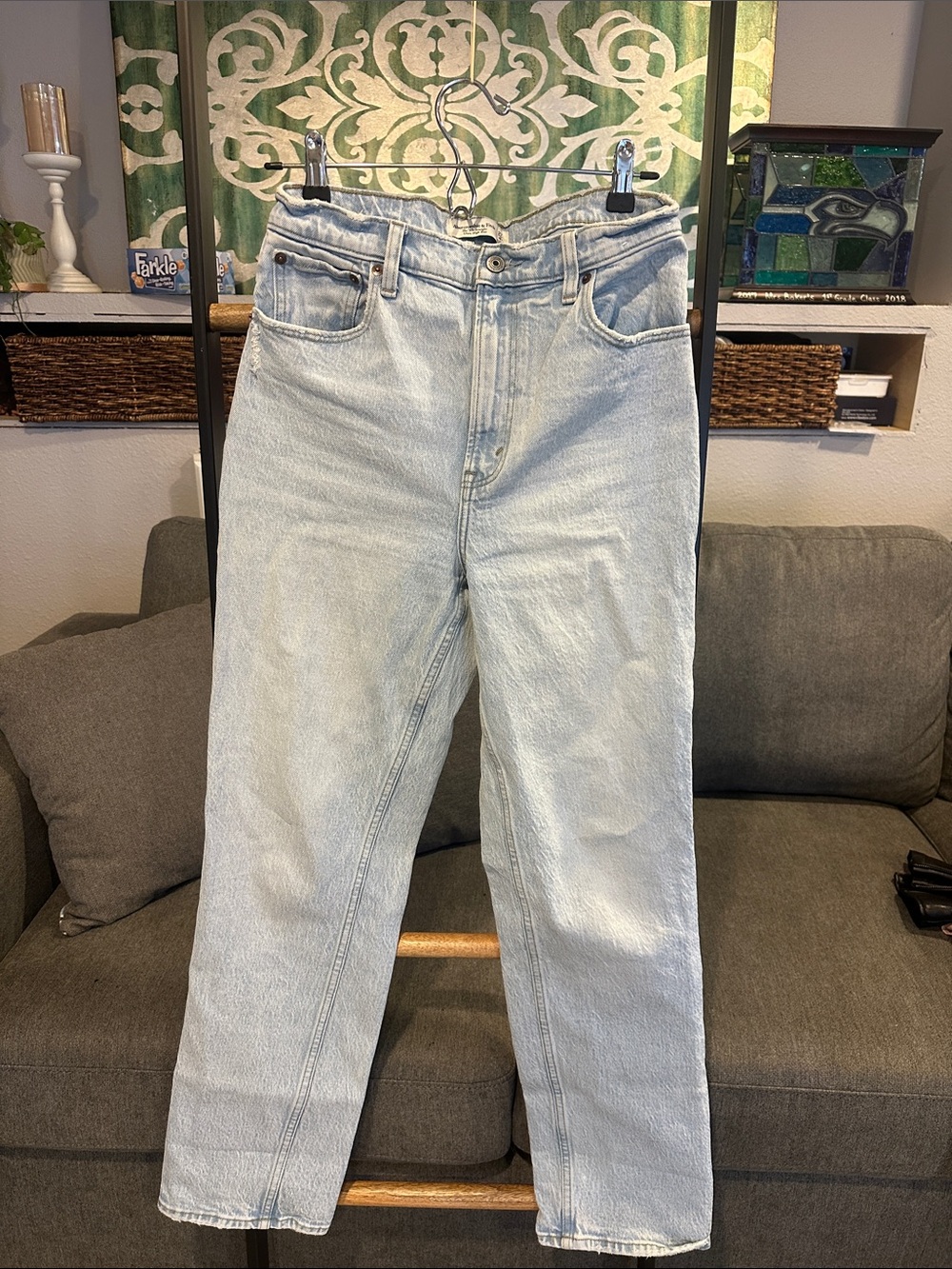 Abercrombie & Fitch Light Blue Ultra High Rise Straight Jeans